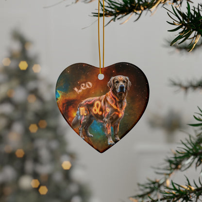 Golden Retriever Leo Zodiac Ceramic Ornament - Celestial Astrology Keepsake