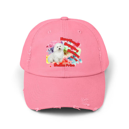 Emotional Support Human for My Bichon Frise Distressed Dad Hat - Baseball Cap