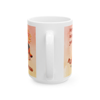 German Shepherd MS Awareness Ceramic Mug - "Here to Support You" Mobility Service Dog Coffee Cup