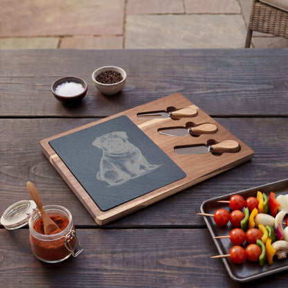 Pug Engraved Charcuterie Board, Dog Lover Cheese Board & Serving Platter