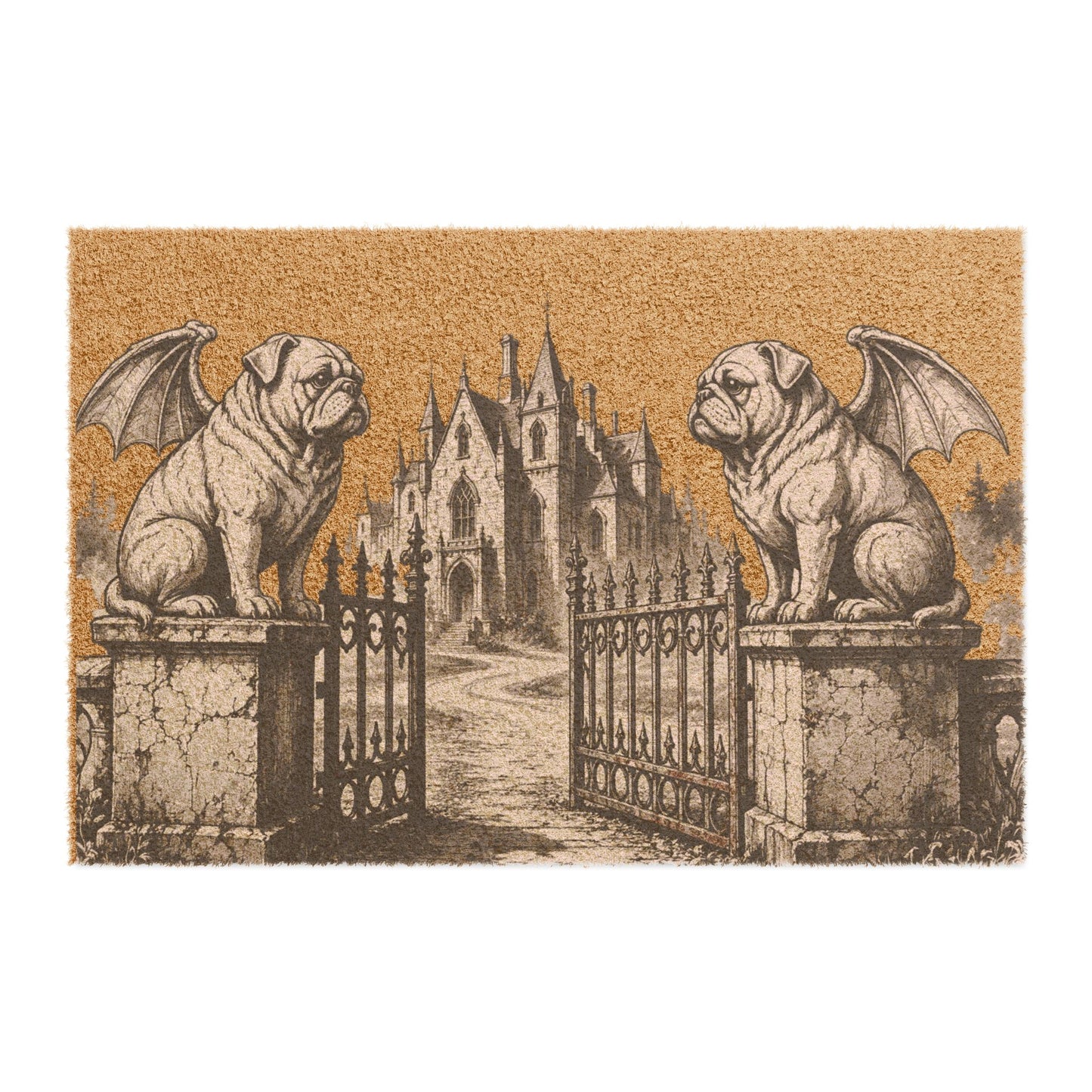 Pug Gargoyle Angel Gothic Protector Welcome Mat