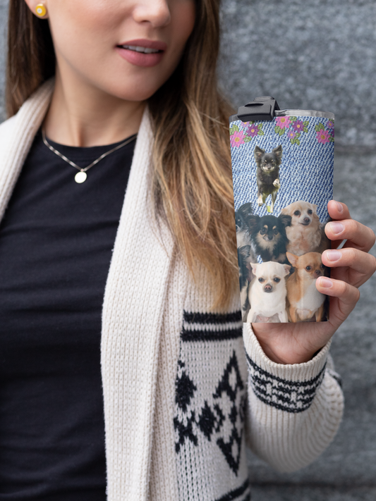 Denim and Daisy Chihuahua Coffee Tumbler - great for Chihuahua lovers gift