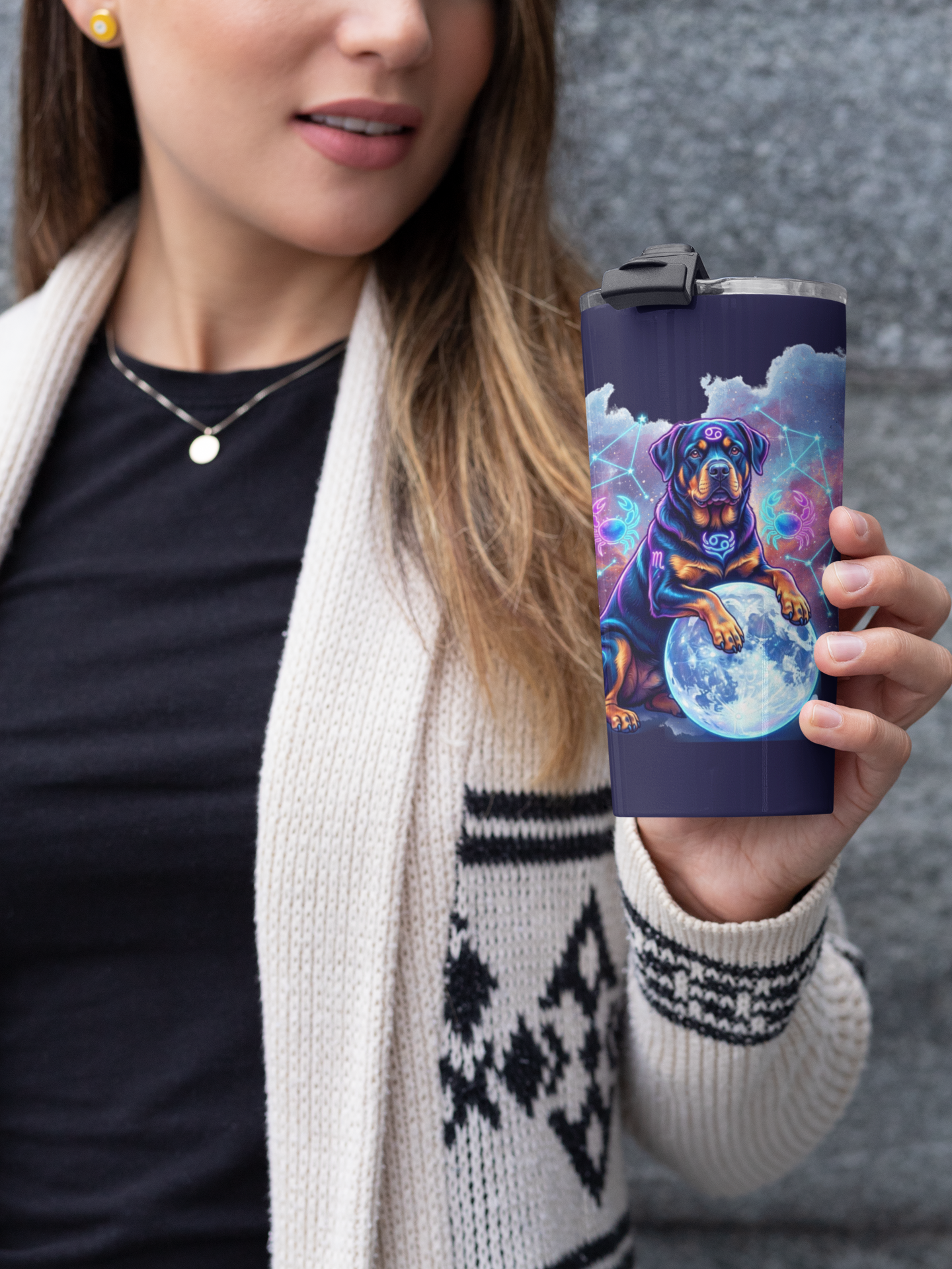 Celestial Cancer Rottweiler Coffee Tumbler