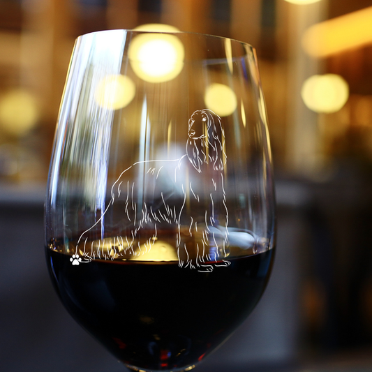 Afghan Hound Sketch & Serve Engraved Stemless Wine Glass