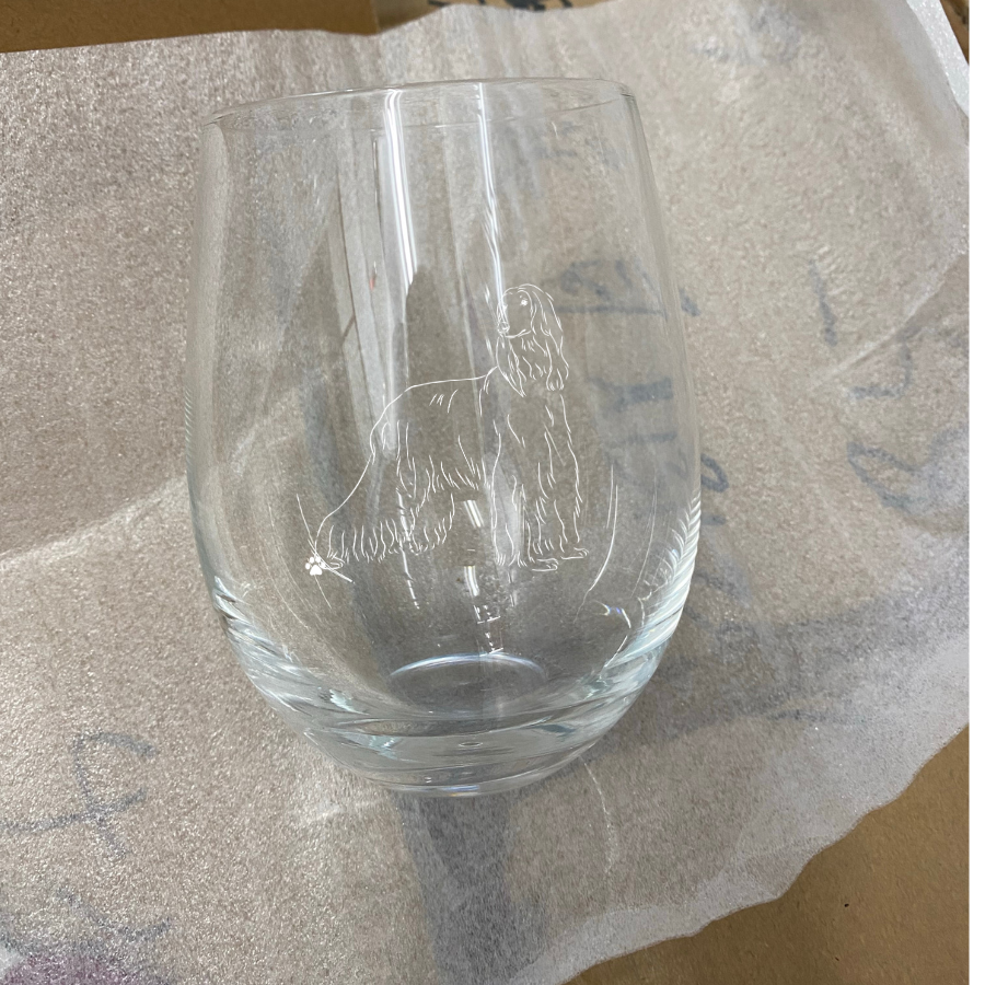 Afghan Hound Sketch & Serve Engraved Stemless Wine Glass