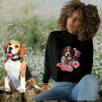 Too Cute Beagle Teacup Puppy Cropped Hoodie
