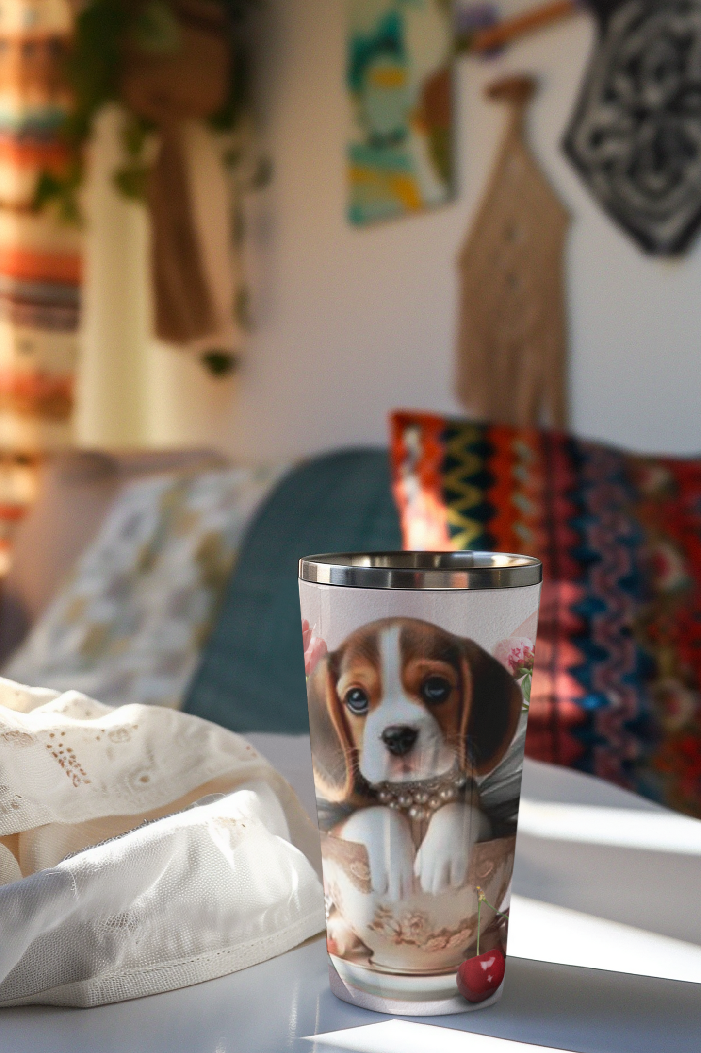 Too Cute Teacup Beagle Puppy Coffee Tumbler 20oz