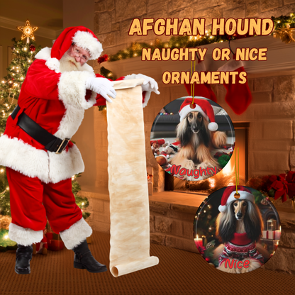 Afghan Hound Naughty or Nice Dual Sided Christmas Ornament