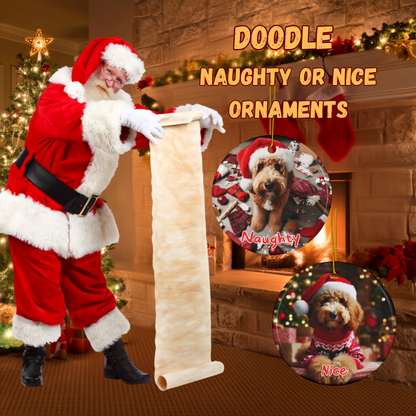 Doodle Naughty or Nice Dual Sided Christmas Ornament
