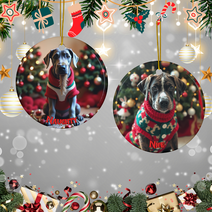 Great Dane Naughty or Nice Dual Sided Christmas Ornament
