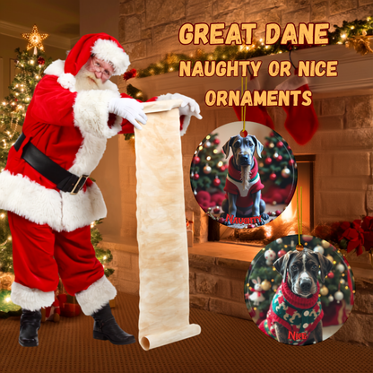Great Dane Naughty or Nice Dual Sided Christmas Ornament