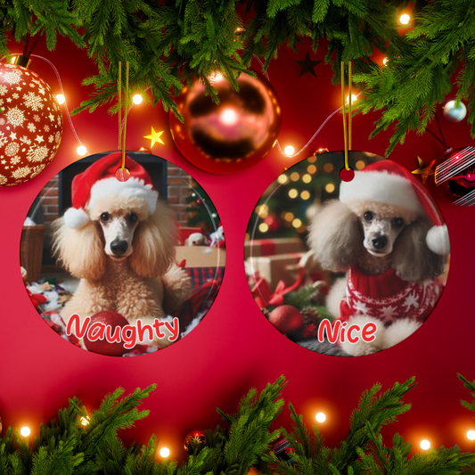 Toy Poodle Naughty or Nice Dual Sided Christmas Ornament
