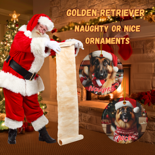 German Shepherd Naughty or Nice Dual Sided Christmas Ornament
