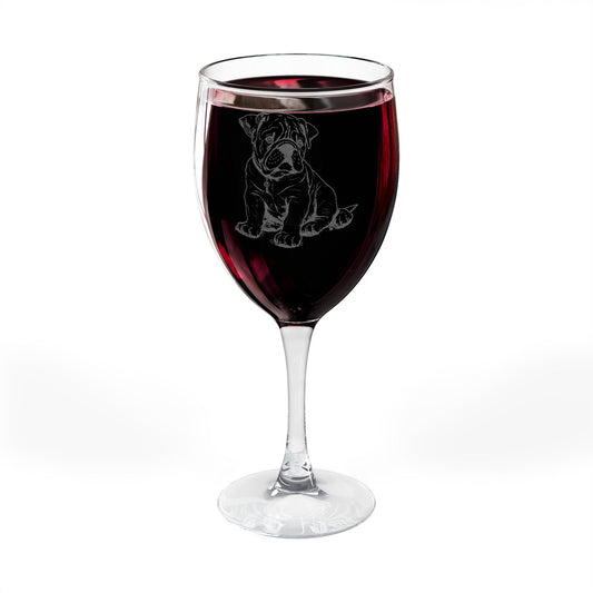 American Bulldog Engraved Wine Glass