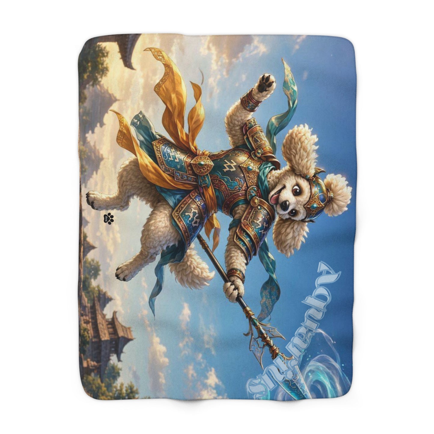 Aquarius Poodle Warrior Sherpa Blanket