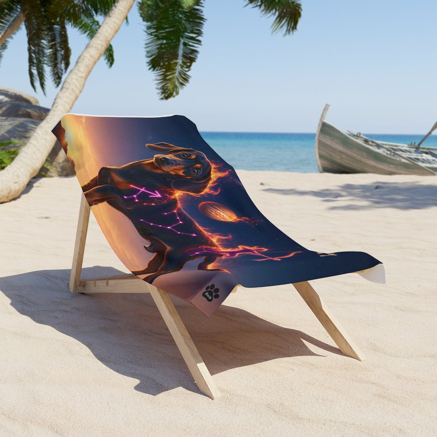 Sagittarius Dachshund Celestial Beach Towel