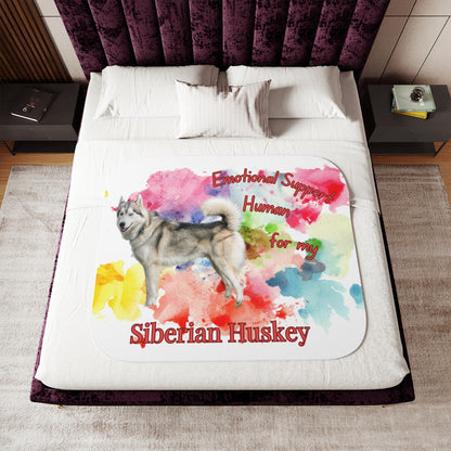 Siberian Husky Emotional Support Sherpa Blanket - Cozy Comfort in Two Colors