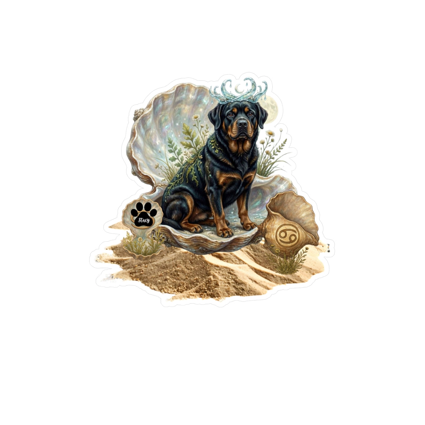 Cancer Zodiac Rottweiler Elements Die-Cut Vinyl Sticker