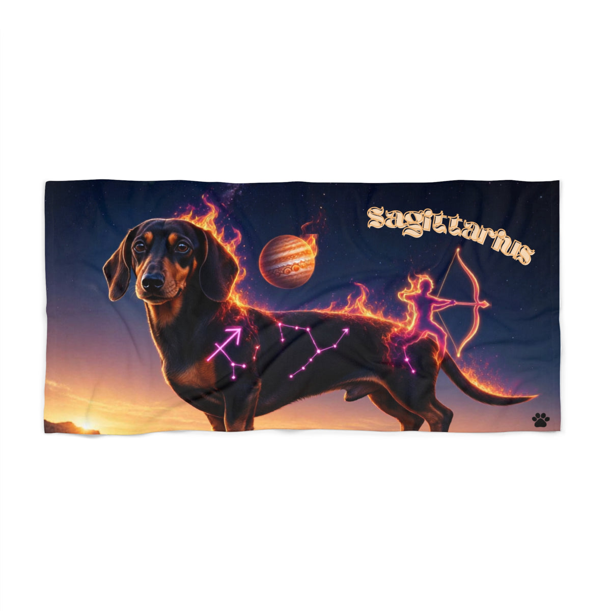 Sagittarius Dachshund Celestial Beach Towel