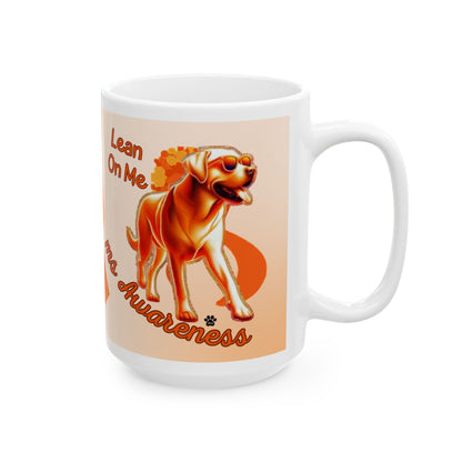 Labrador Retriever MS Awareness Ceramic Mug - "Lean on Me" Mobility Service Dog Coffee Cup