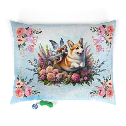 Corgi Fairytale Pet Bed - Soft Floral Dog Bed with Fairy Design