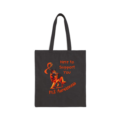 MS Awareness German Shepherd Here to support you Cotton Canvas Tote Bag