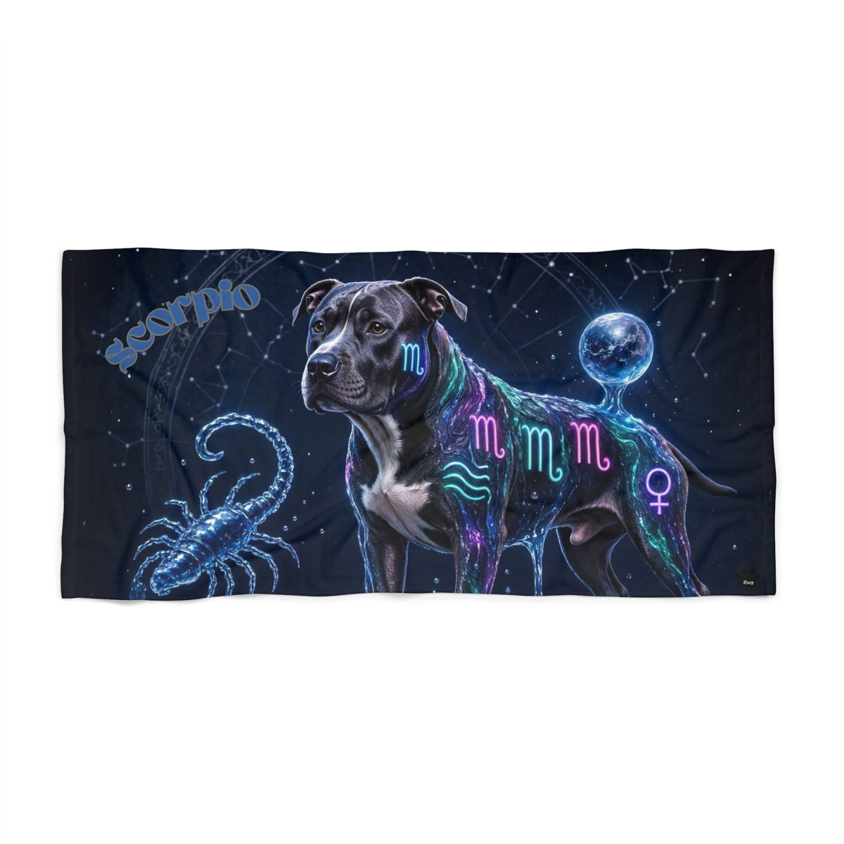 Scorpio Pitbull Celestial Beach Towel