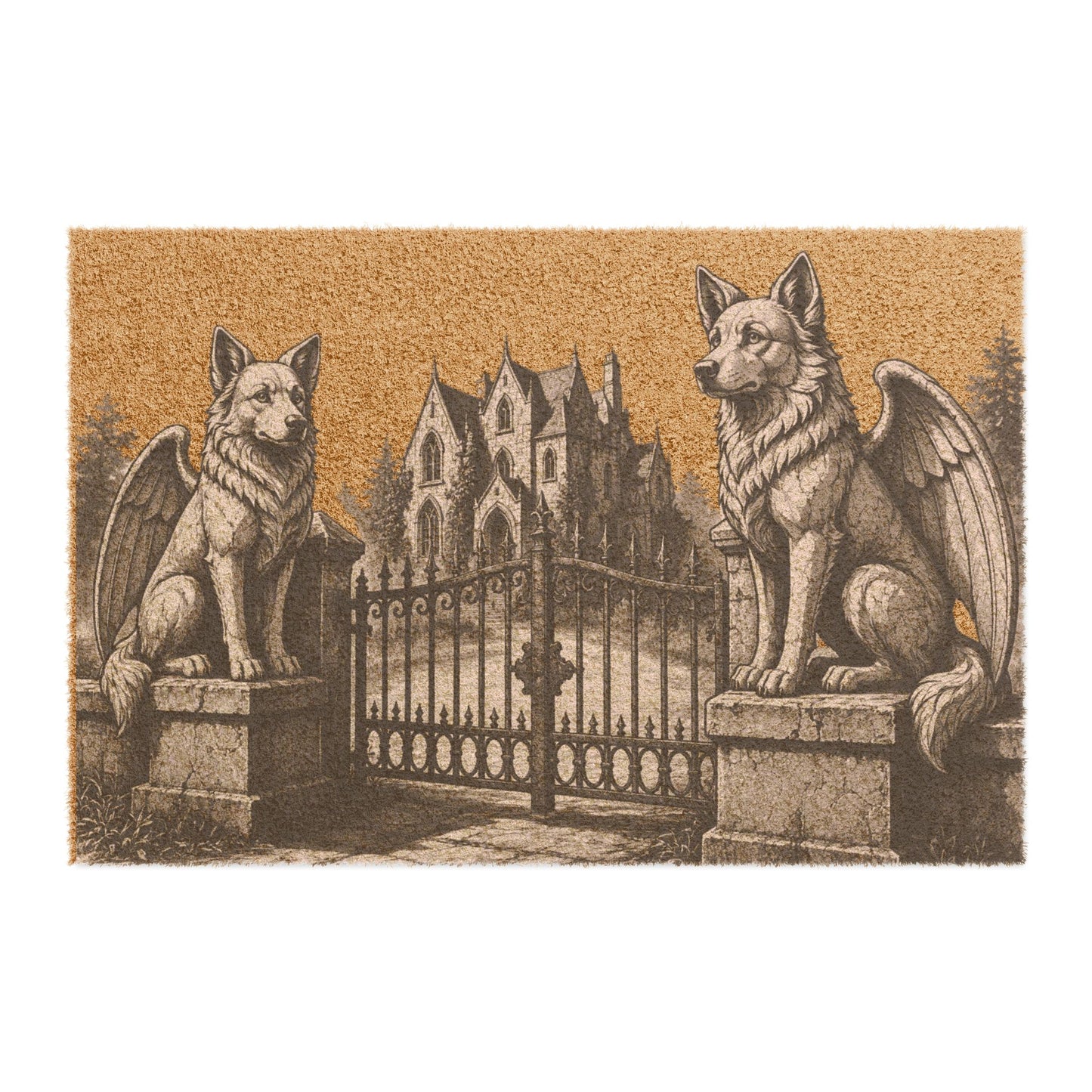 Border Collie Gargoyle Angel Gothic Protector Welcome Mat