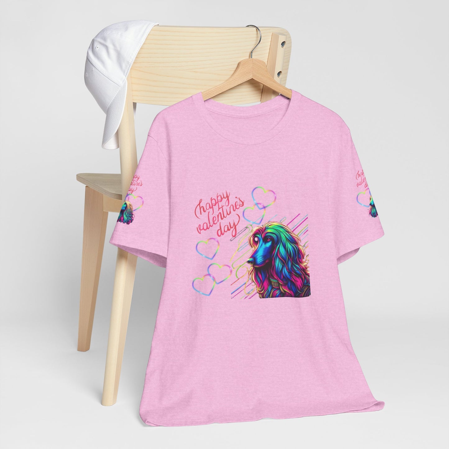Afghan Hound Neon Hearts Valentine Tee