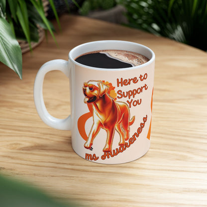 Labrador Retriever MS Awareness Ceramic Mug - "Here to Support You" Mobility Service Dog Coffee Cup