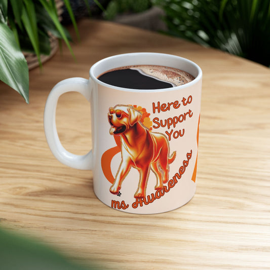 Labrador Retriever MS Awareness Ceramic Mug - "Here to Support You" Mobility Service Dog Coffee Cup