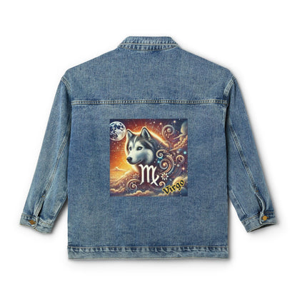 Virgo Siberian Husky Celestial Denim Jacket