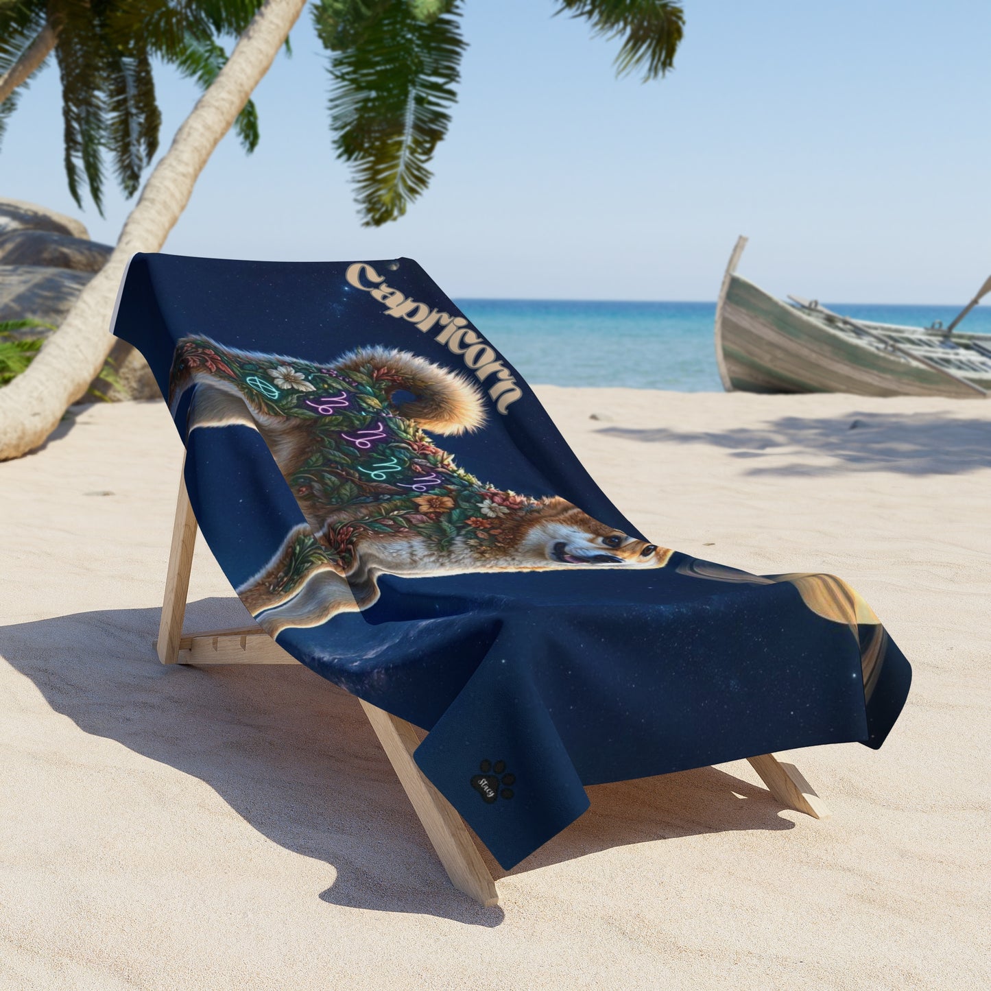 Capricorn Shiba Inu Beach Towel