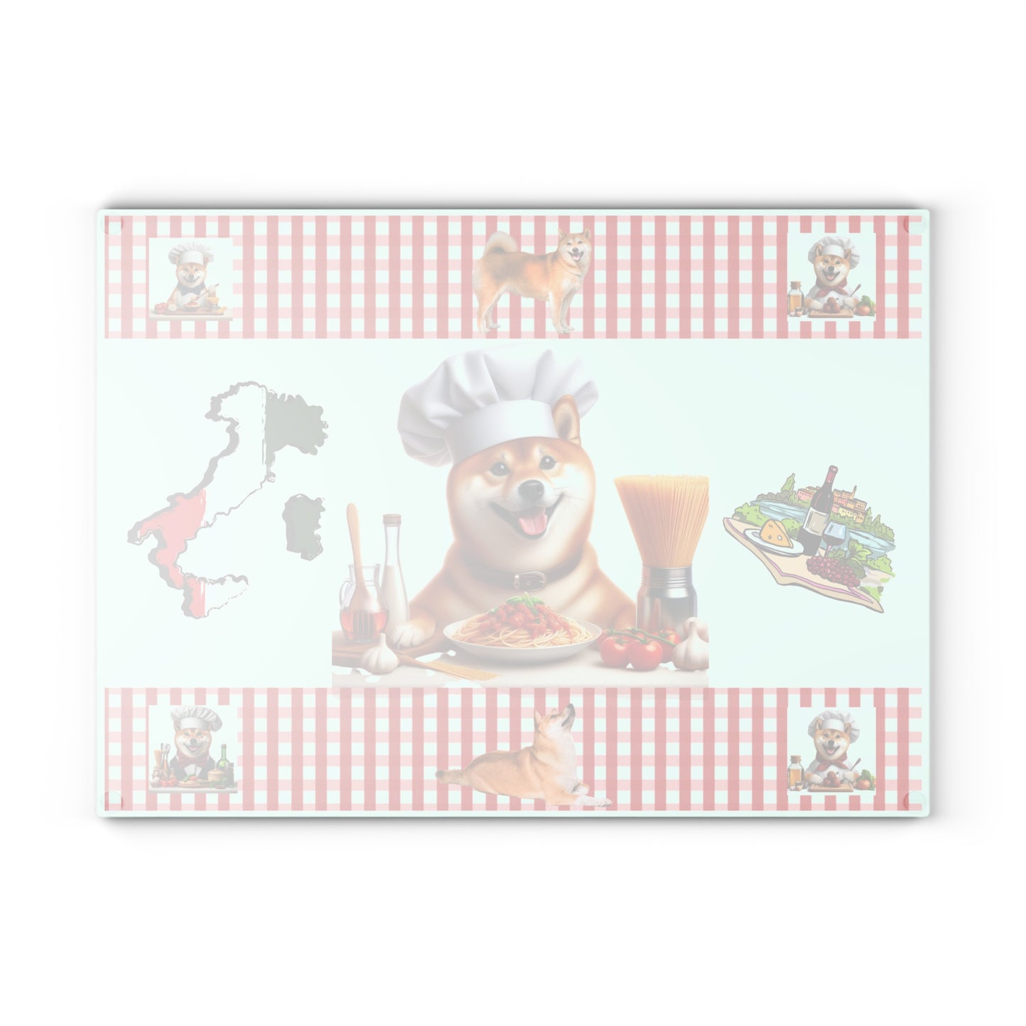 Shiba Inu Chef Glass Cutting Board, Dog Lover Gift, Kitchen Decor, Cooking Accessory, Unique Kitchen Gadgets