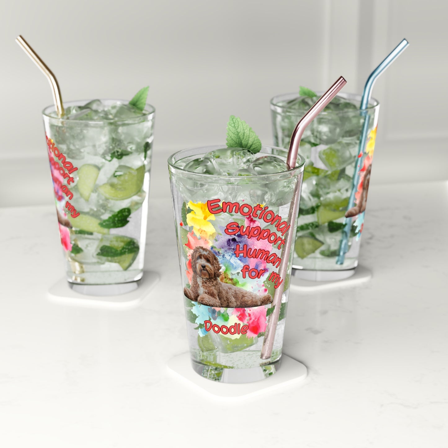 Emotional Support Human for my Doodle Dog Clear Pint Glass