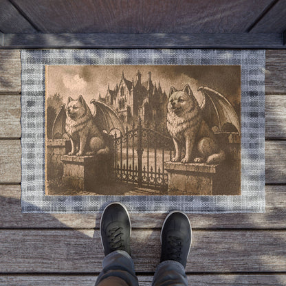 Pomeranian Gargoyle Angel Gothic Protector Welcome Mat