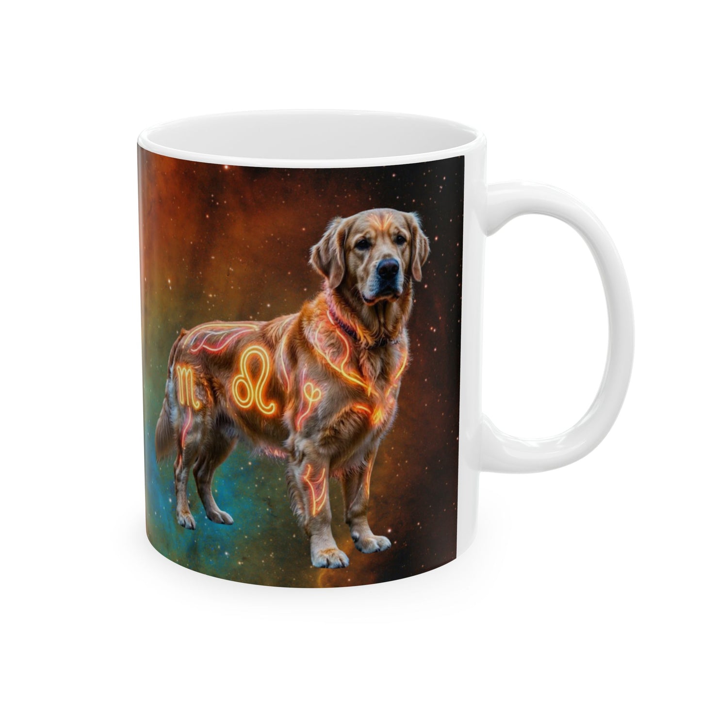 Golden Retriever Leo Zodiac Ceramic Mug - Celestial Astrology Coffee Cup