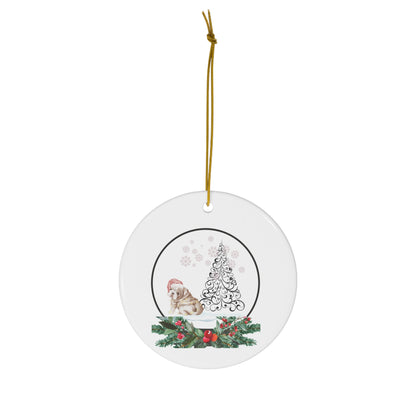 American Bulldog Christmas Ornament Porcelain