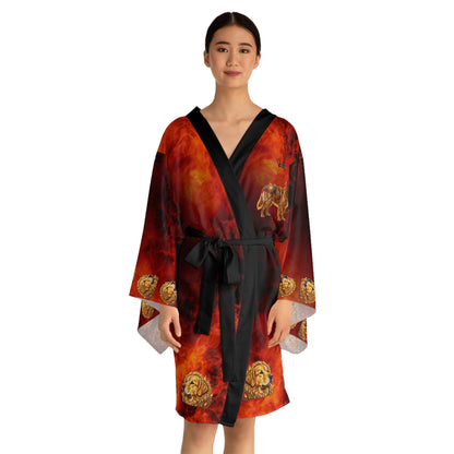 Golden Retriever Leo Zodiac Kimono Robe - Fire Element Astrology Bathrobe