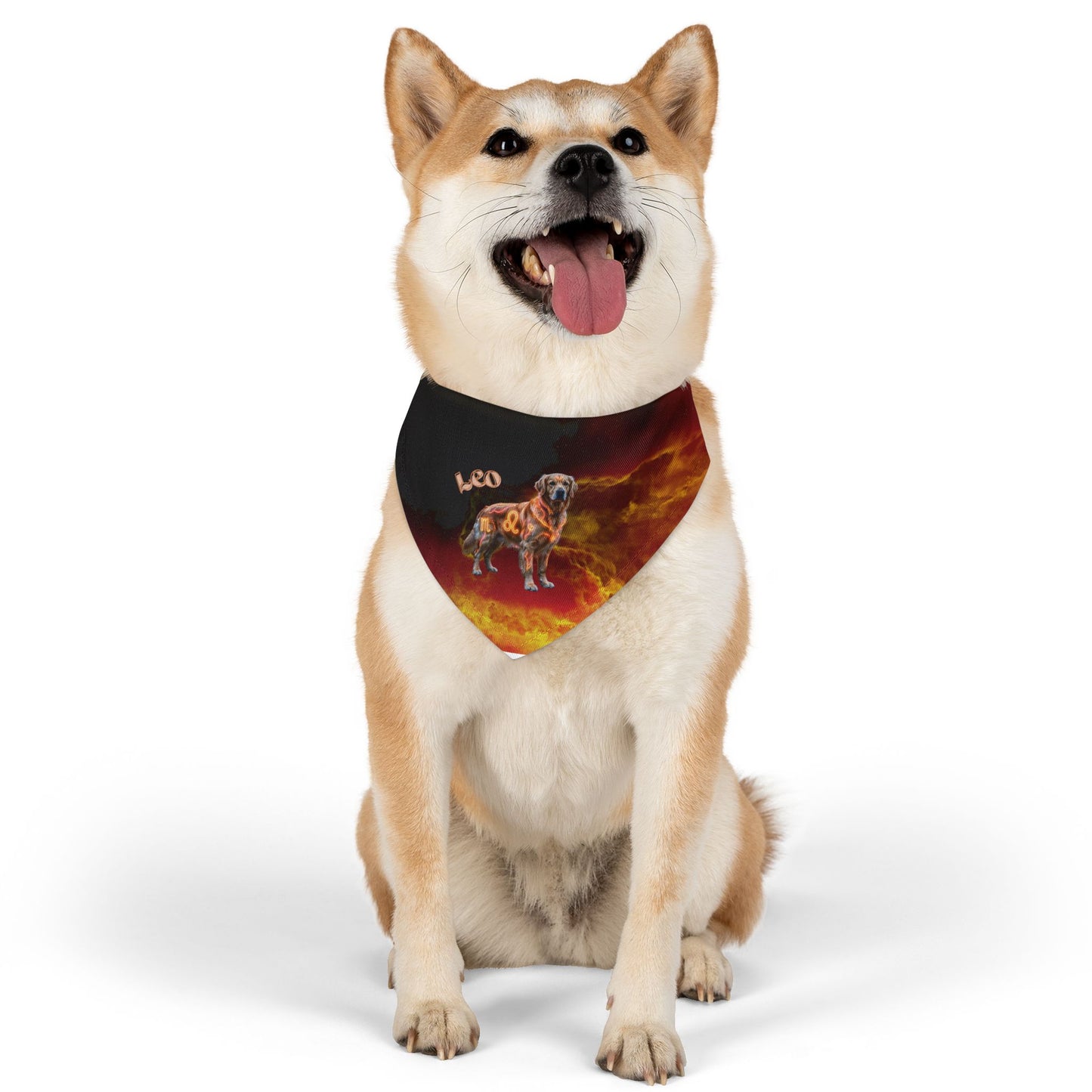 Leo Zodiac Pet Bandana Collar – Fiery Astrology Dog Scarf & Adjustable Collar Attachment