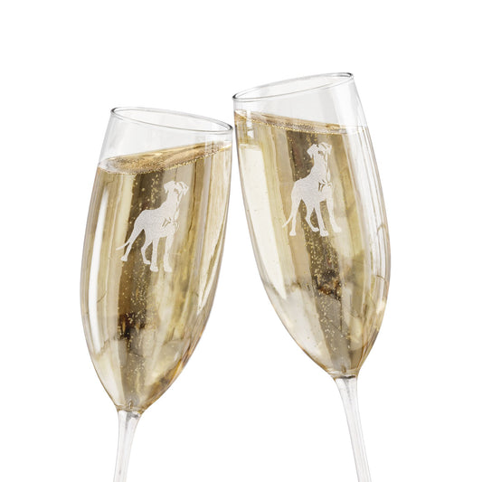Great Dane Engraved Champagne Flute