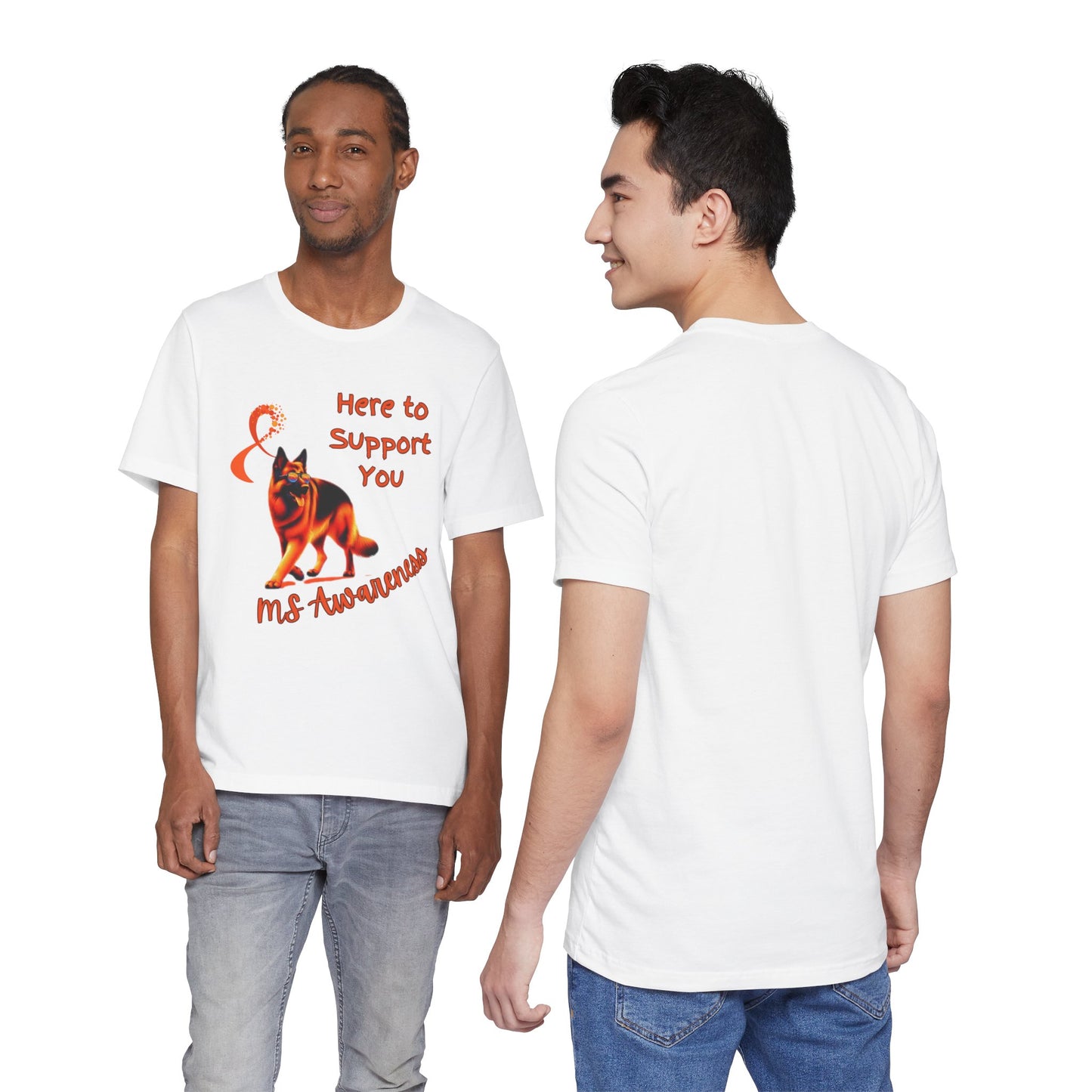 MS Awareness German Shepherd Orange Ribbon Support Design T-shirt.