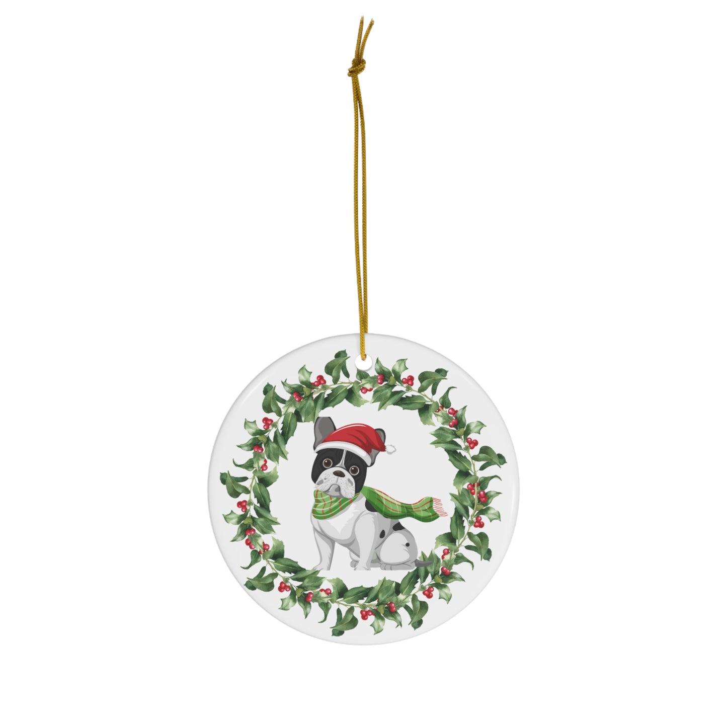 French Bulldog Christmas Ornament Ceramic Round Ornament Christmas decor