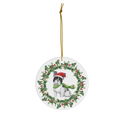 French Bulldog Christmas Ornament Ceramic Round Ornament Christmas decor