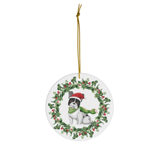 French Bulldog Christmas Ornament Ceramic Round Ornament Christmas decor
