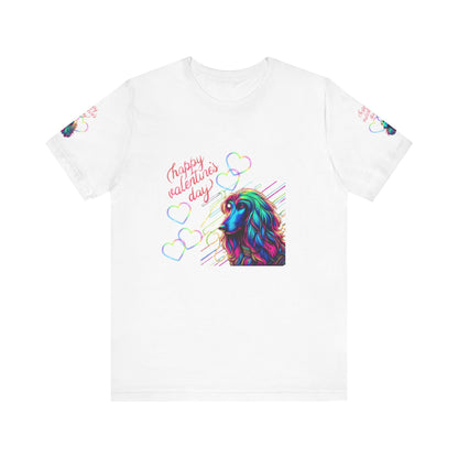 Afghan Hound Neon Hearts Valentine Tee