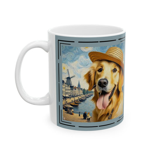 Golden Retriever Van Gogh Ceramic Mug 11oz