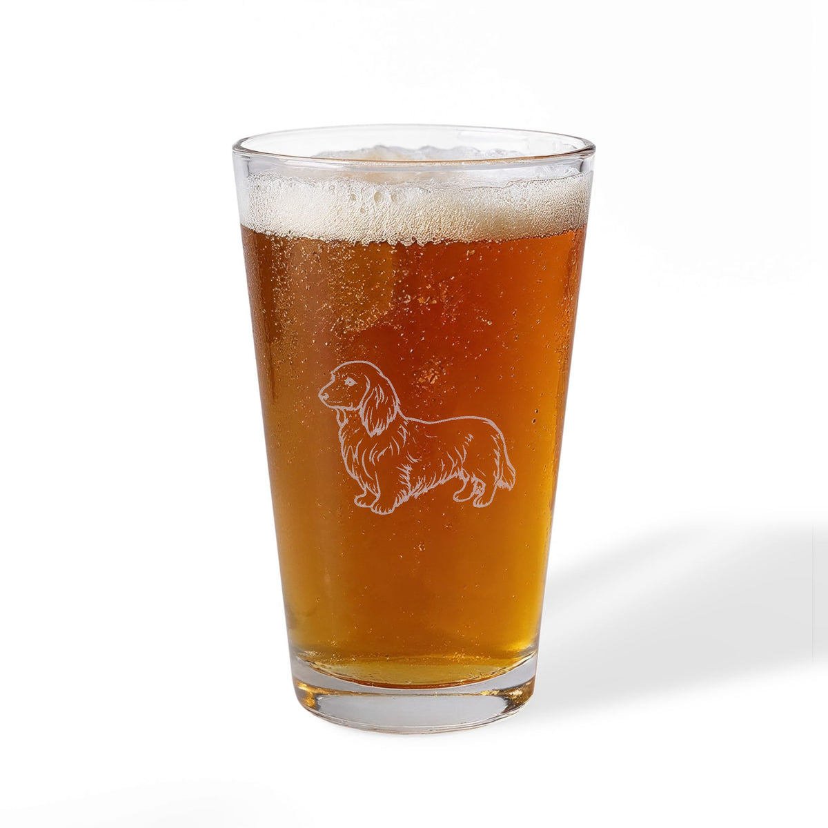 Dachshund, Long Hair Engraved Pint Glass
