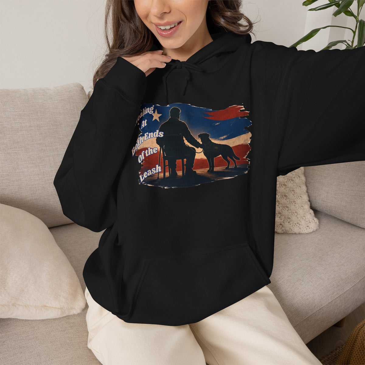 Healing at Both Ends of the Leash™ – Veterans Day Support Unisex Heavy Blend Hooded Sweatshirt
