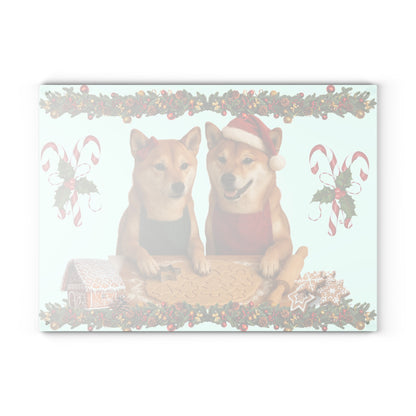 Shiba Inu Christmas Cookie Bakers Glass Cutting Board